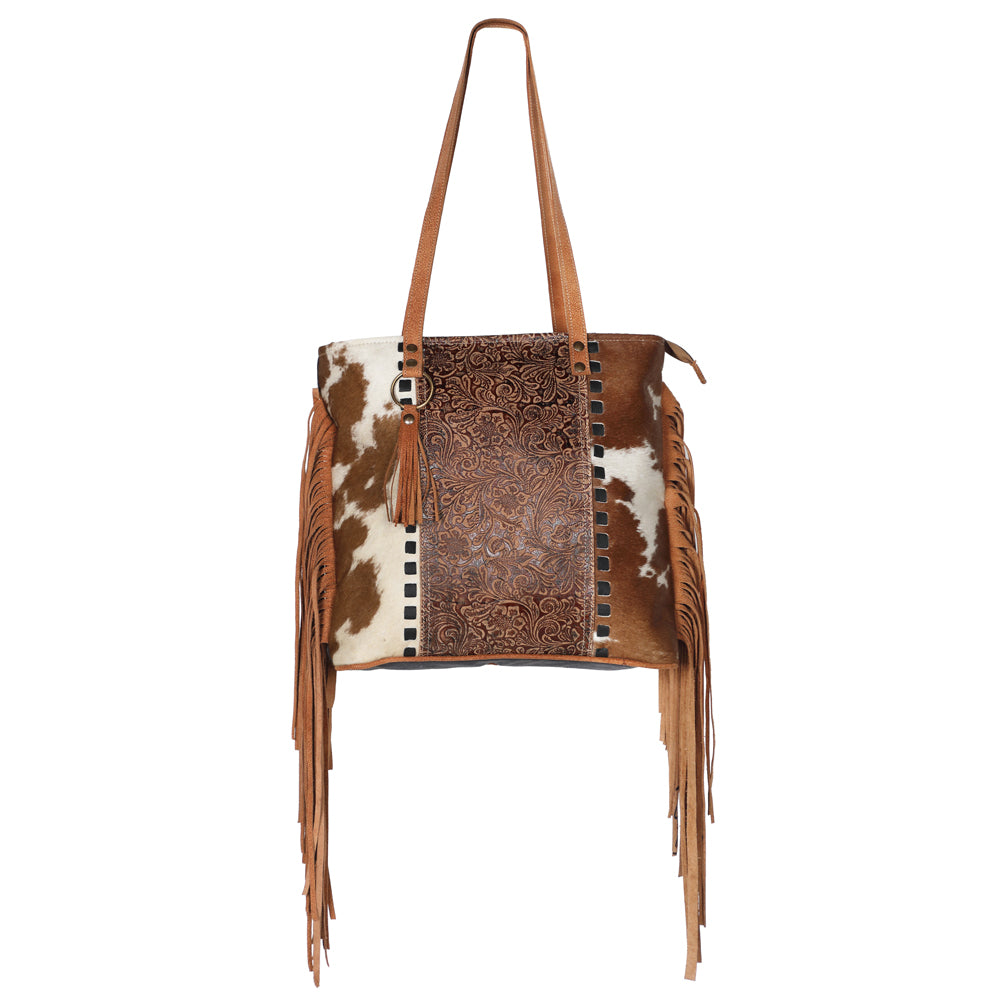 OHLAY KB596 TOTE Upcycled Wool Embossed Hair-on Genuine Leather women bag western handbag purse