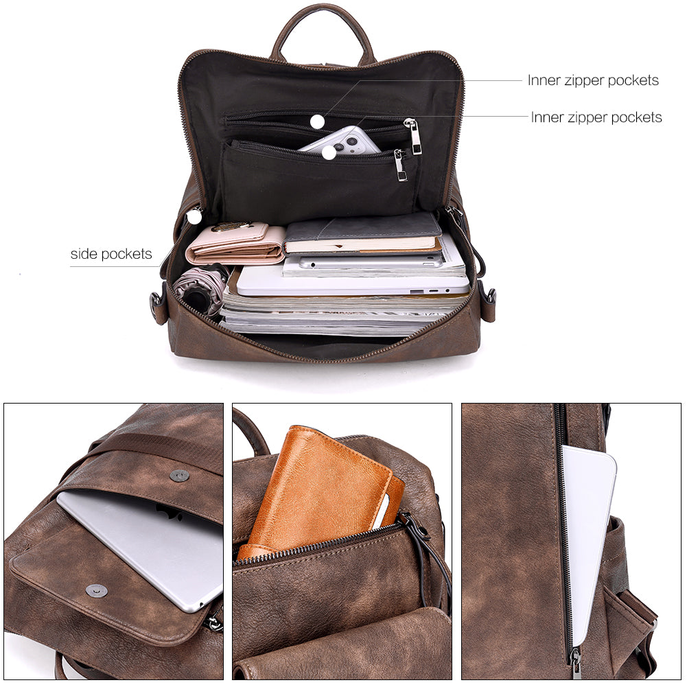 Greene Vegan Leather Travel Backpack Switchable Shoulder Bag