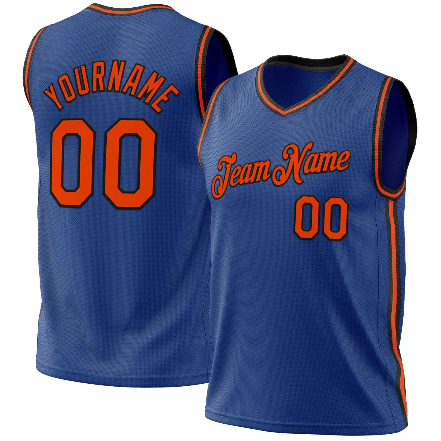 Custom Royal Orange-Black Authentic Throwback Basketball Jersey