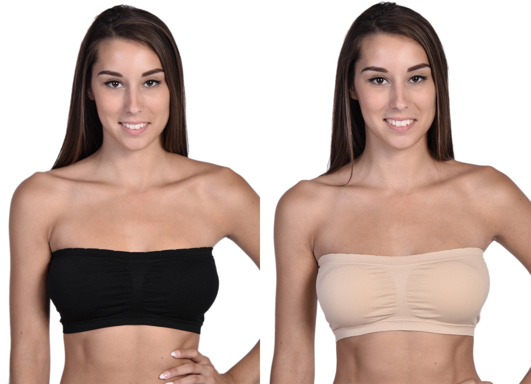 2-Pack Bandeaus - Black and Nude