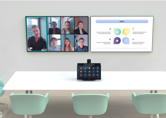 Users can extend views using the two HDMI OUT ports to connect two external screens so that everyone can see even in large spaces.