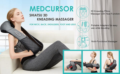 Medcursor Neck Shoulder Massager with Heat, Electric Shiatsu Back Mass –  Infyniti Home