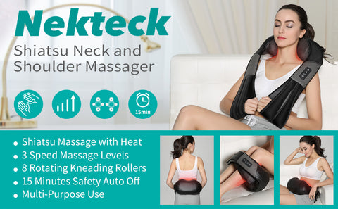 Nekteck Shiatsu Deep Kneading Massage Pillow with Heat, Car