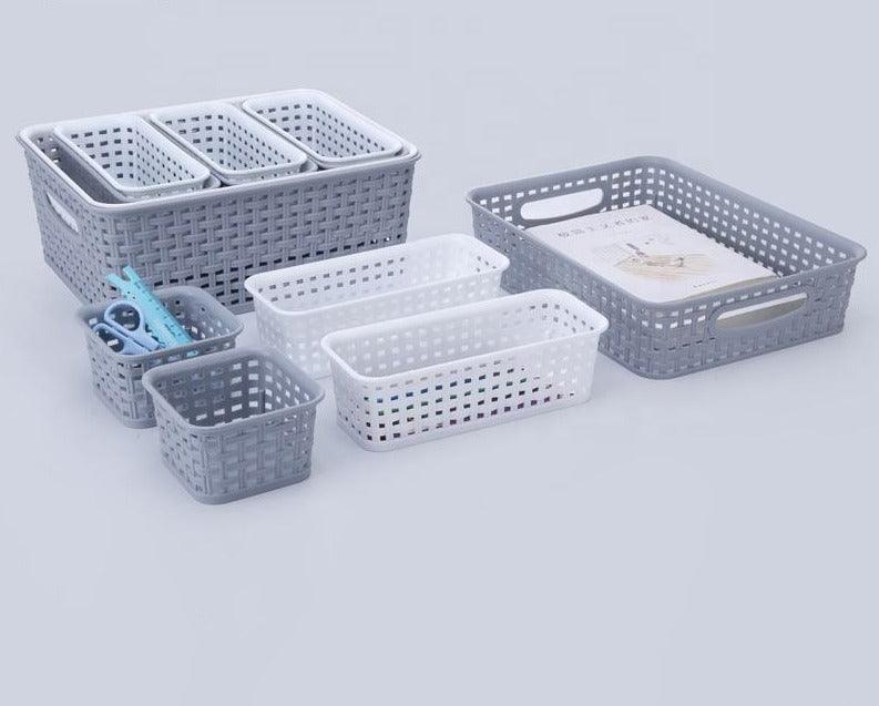 3 Pack Organizer Storage Wicker Plastic Woven Baskets (Multiple Sizes)