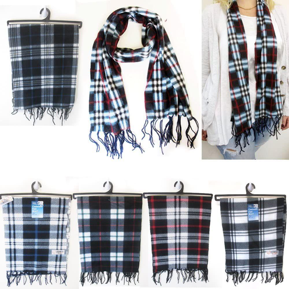 Adult Fleece Lined Winter Hat with Fleece Plaid Scarf Thermware Winter Bundle