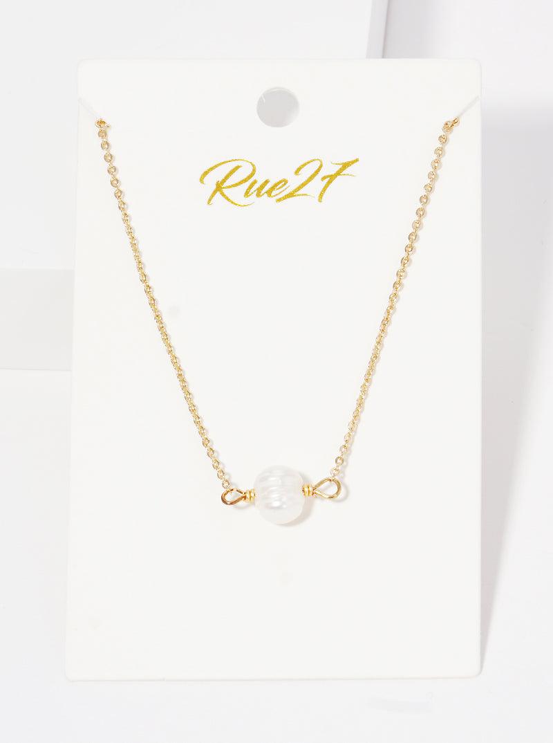 Dainty Glass Pearl Pendant Choker Necklace