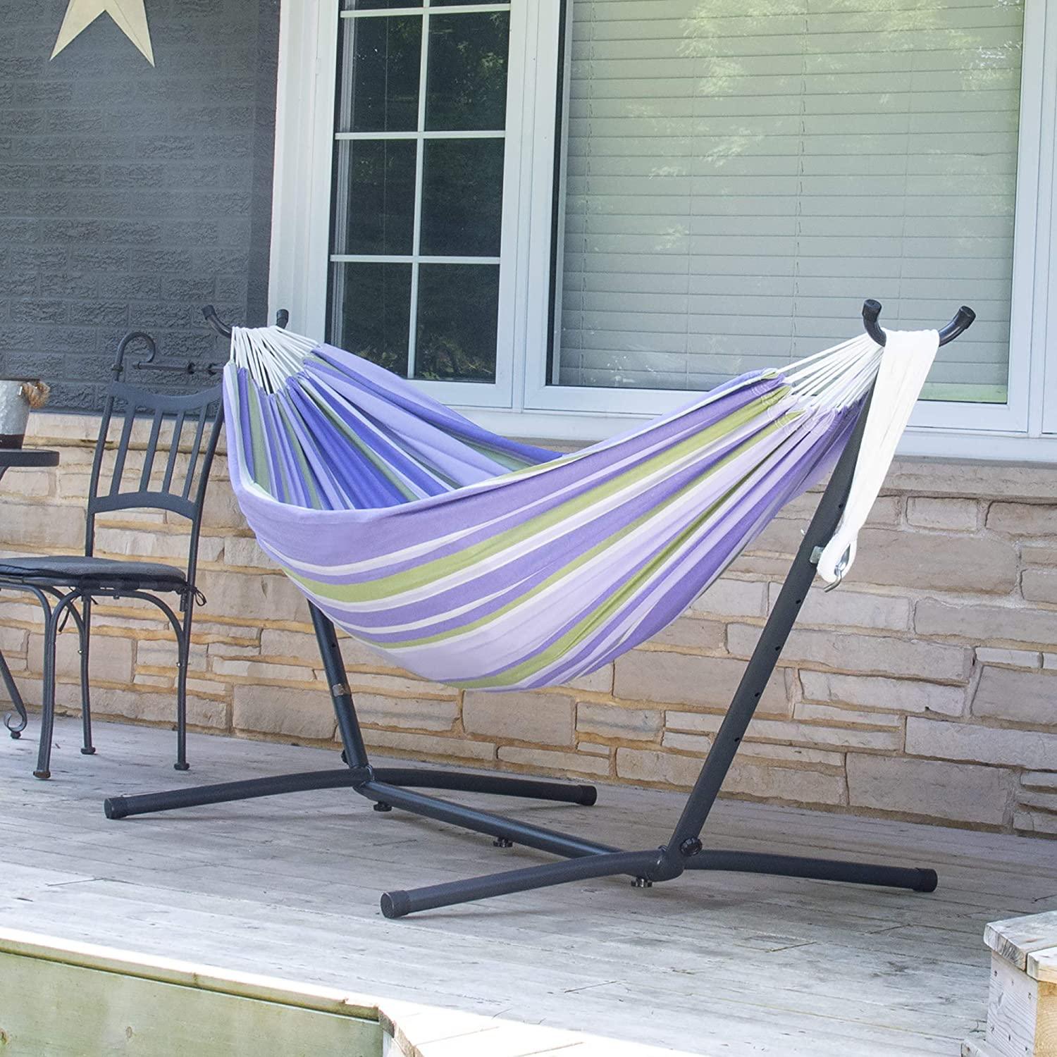 Double Cotton Freestanding Tranquility Hammock Designed for two Airy Strong Holding up to 450LB