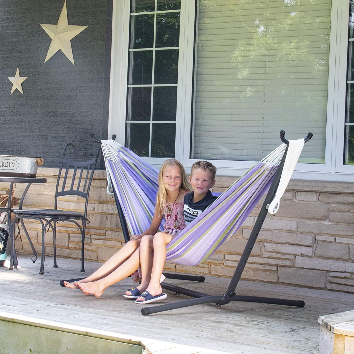 Double Cotton Freestanding Tranquility Hammock Designed for two Airy Strong Holding up to 450LB