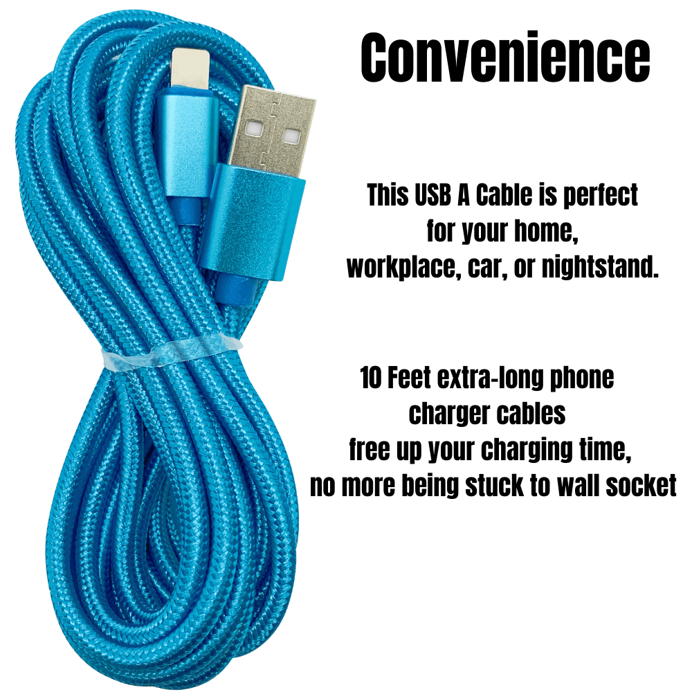 Multi-Color 6 Pack! of 10Ft Braided USB Charger Lightning Cable