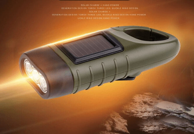 Solar hand-cranked flashlight