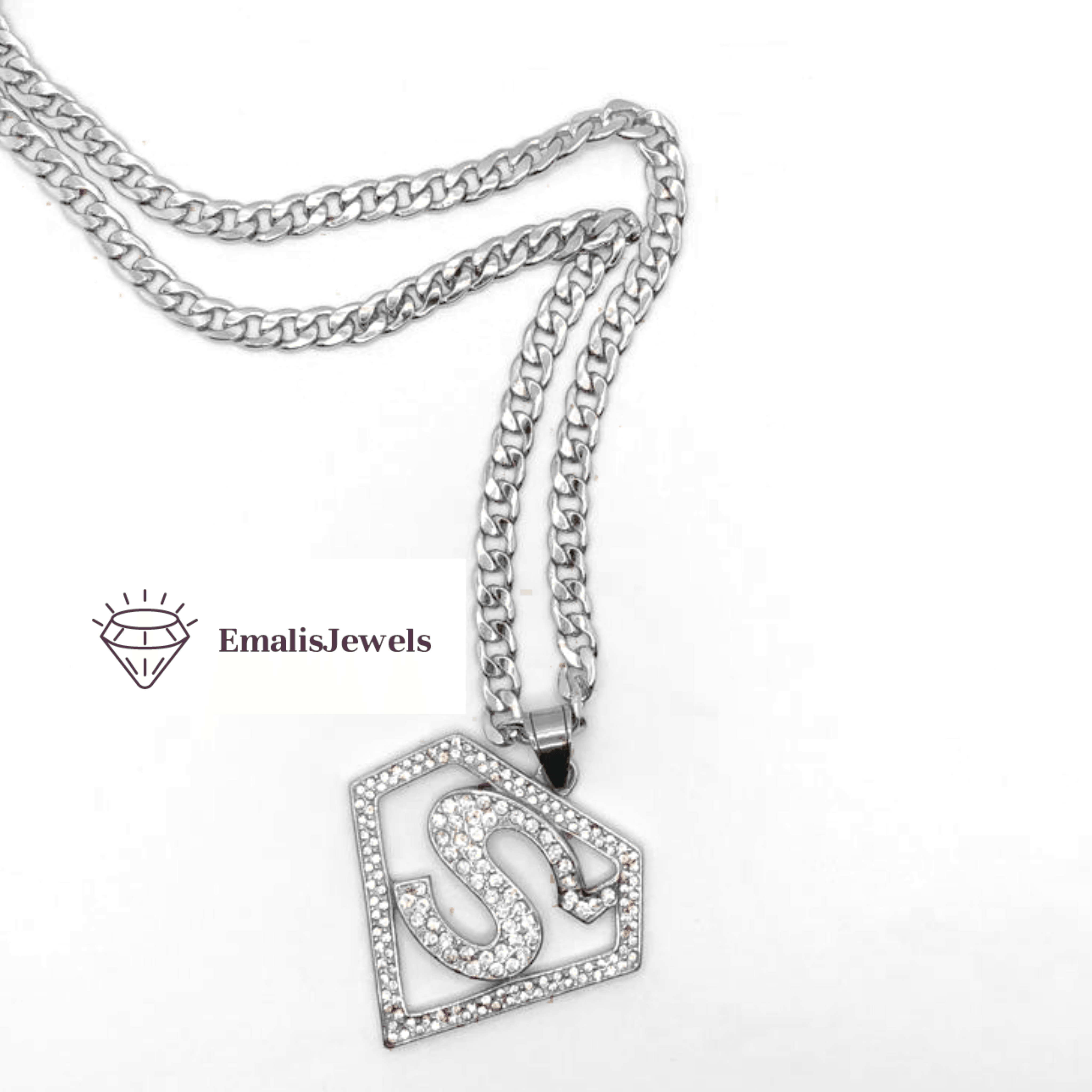 Stainless Steel Chain Necklace and Stainless Steel Super Hero S Pendant