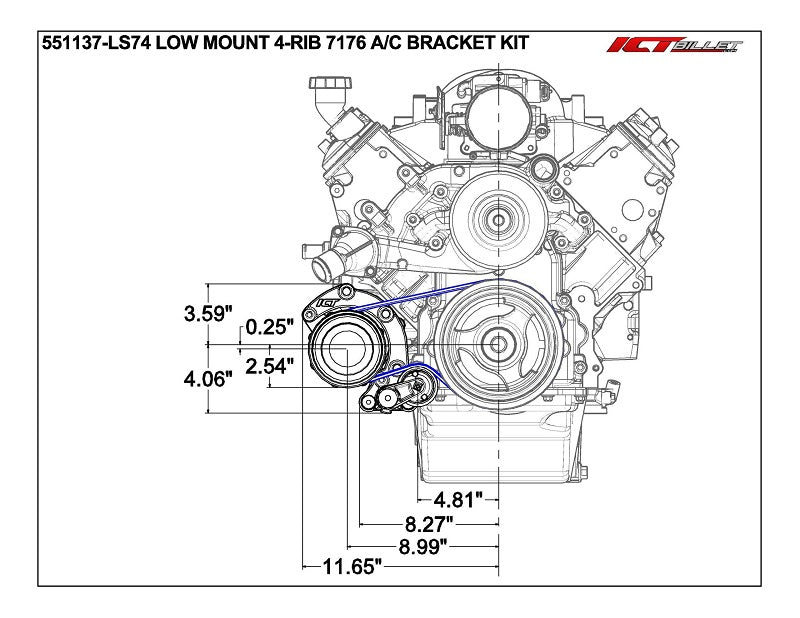 LS Low Mount A/C Air Conditioner Compressor Bracket| for Sanden 7176 LS1 Camaro