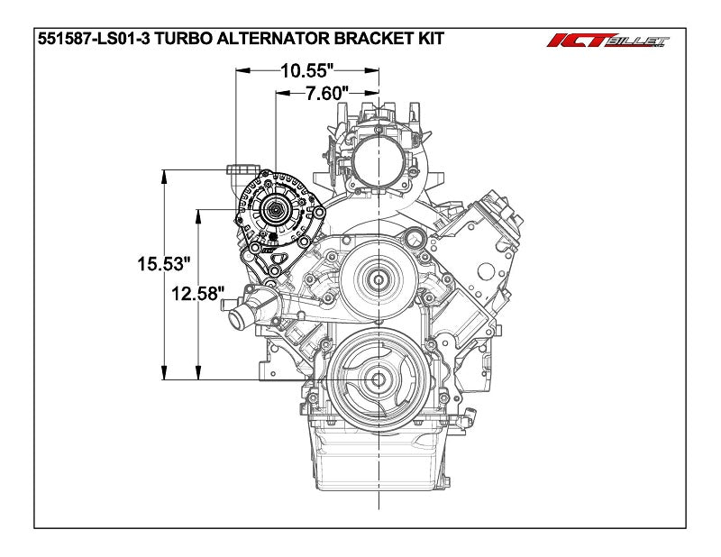 LS Truck Turbo Alternator Relocation Bracket for LS3 LS1 Water Pump