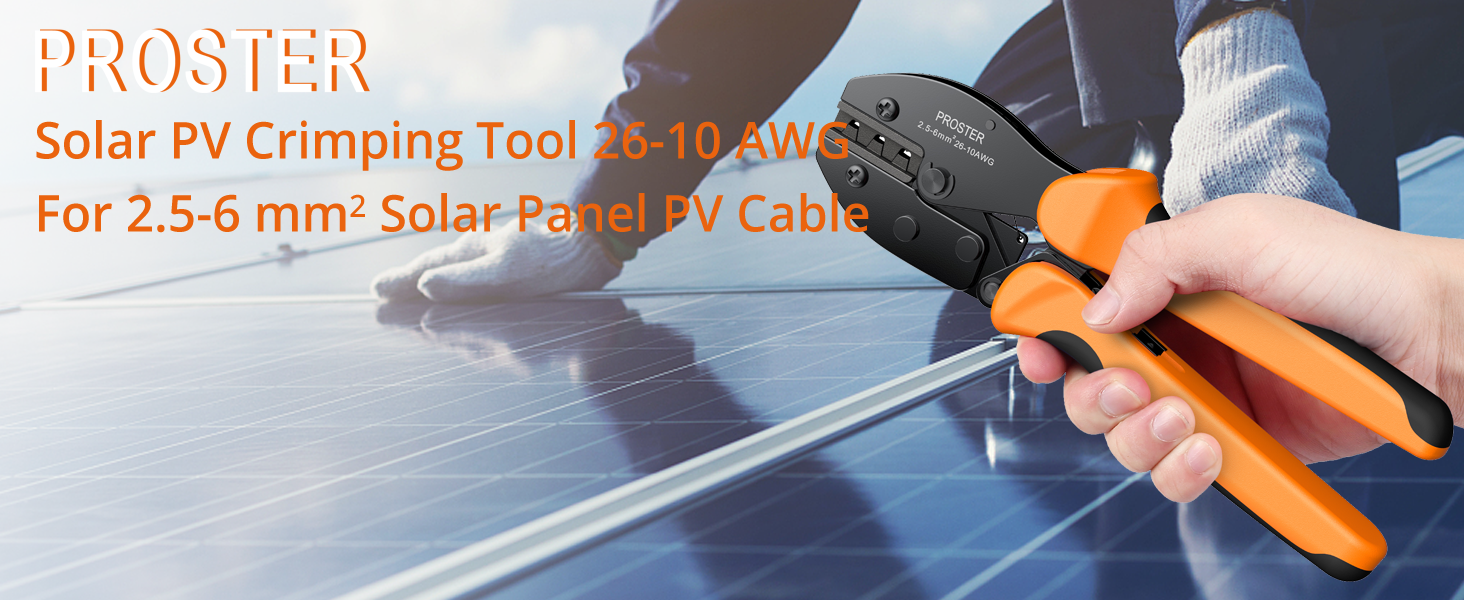 Proster Solar Crimper PV Crimping Tool Ratcheting Connector - Orange