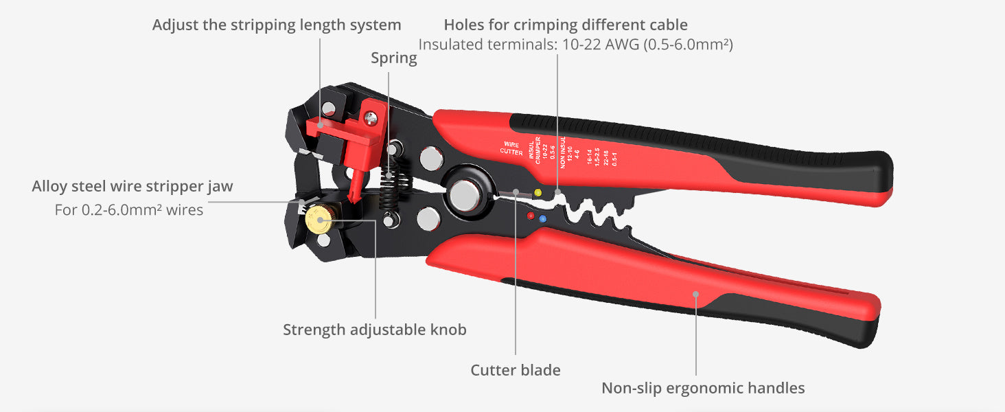 Proster 3 in 1 Crimping Pliers 0.2-6mm²/10-24AWG Wire Crimping Set