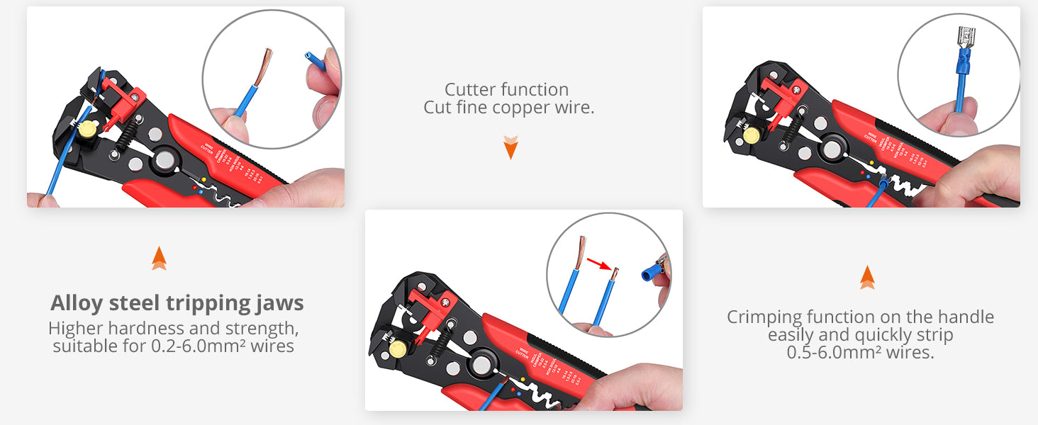 Proster 3 in 1 Crimping Pliers 0.2-6mm²/10-24AWG Wire Crimping Set