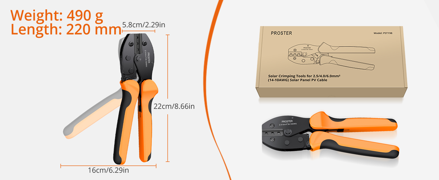 Proster Solar Crimper PV Crimping Tool Ratcheting Connector - Orange