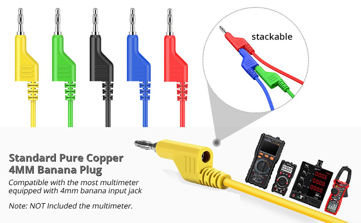 Proster 5PCS Test Leads 4mm Stackable Banana Plug