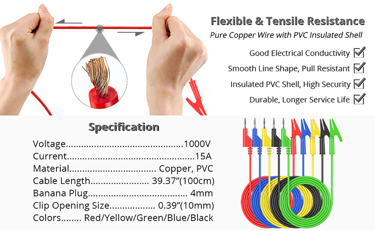 Proster 5PCS Test Leads 4mm Stackable Banana Plug
