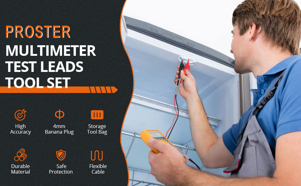 Proster Multimeter Test Leads Set with Alligator Clips Test Hook Test Probes Lead Professional Electrical Test Leads with Storage Pouch