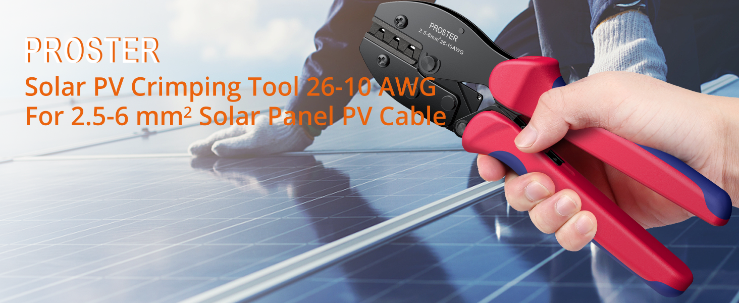 Solar Crimper PV Crimping Tool 26-10 AWG Ratcheting Connector