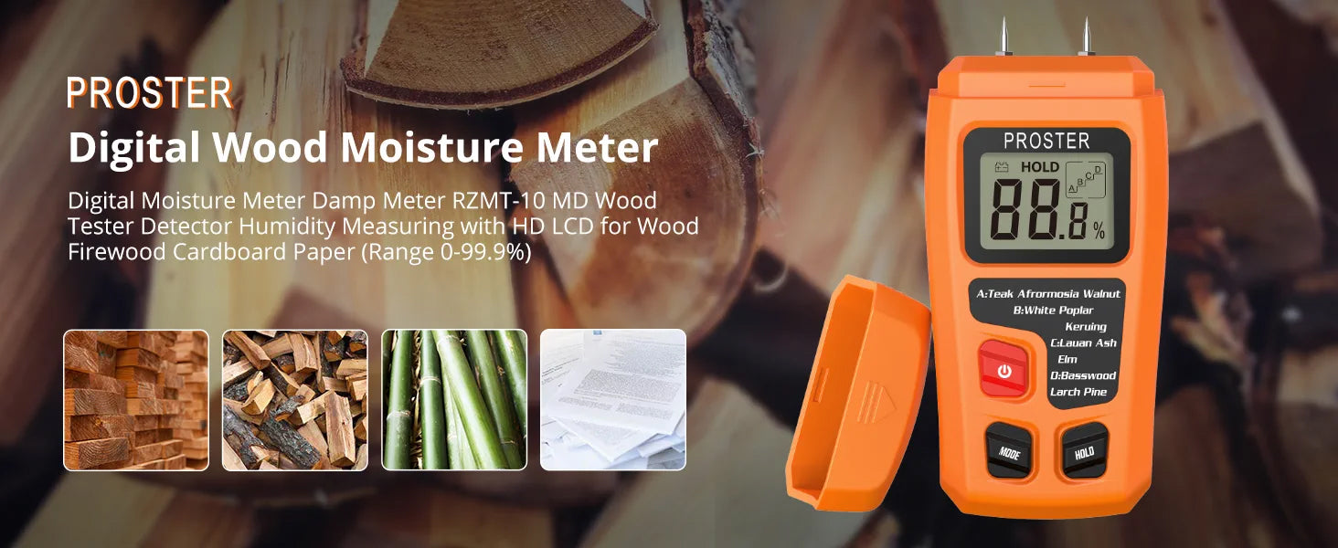 Proster RZMT-10 MD Digital Wood Moisture Meter Handheld Moisture Tester