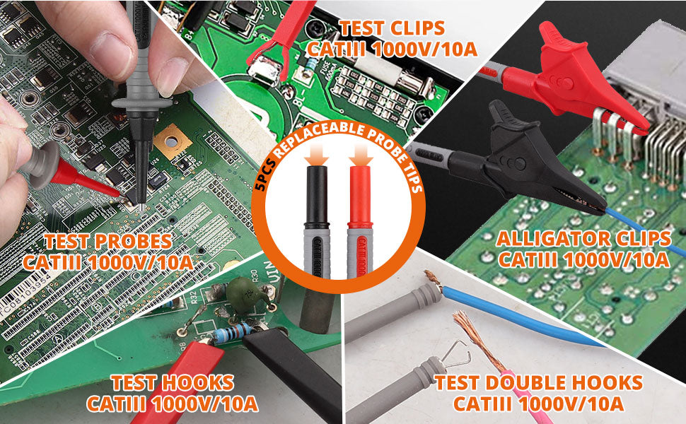 Proster Multimeter Test Leads Set with Alligator Clips Test Hook Test Probes Lead Professional Electrical Test Leads with Storage Pouch