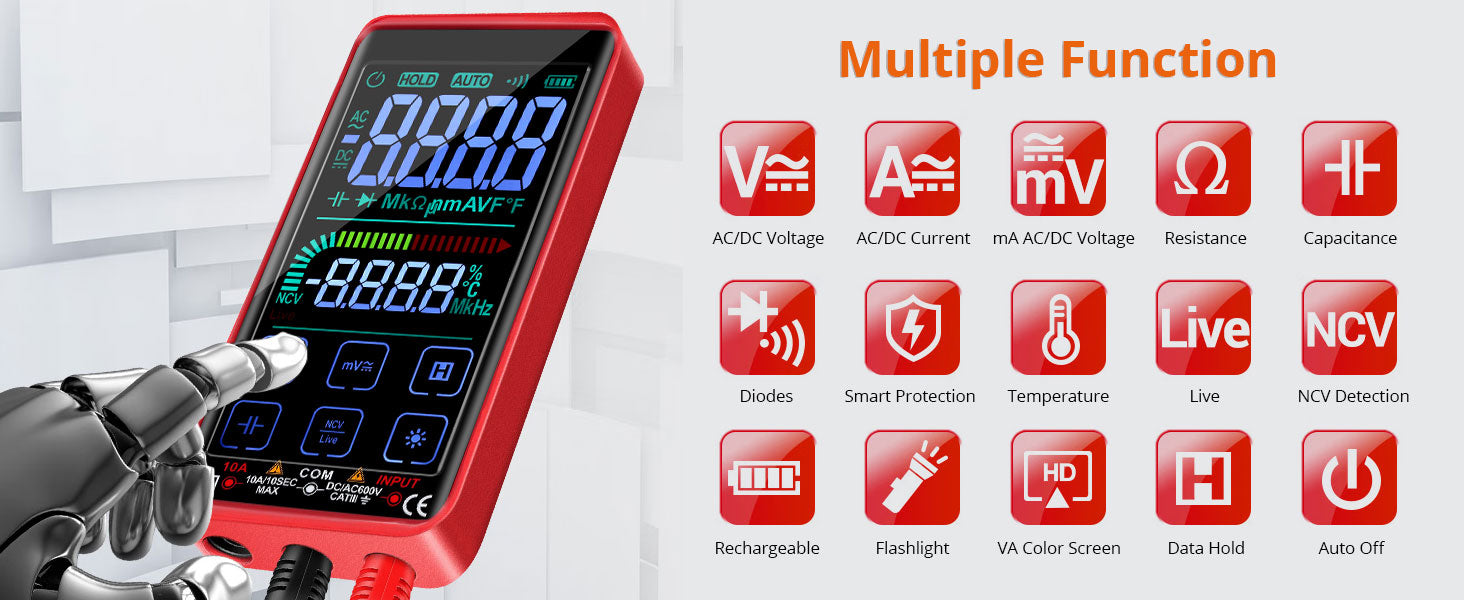 Proster Digital Multimeter 10000 Counts Smart Touch Screen TRMS Meter