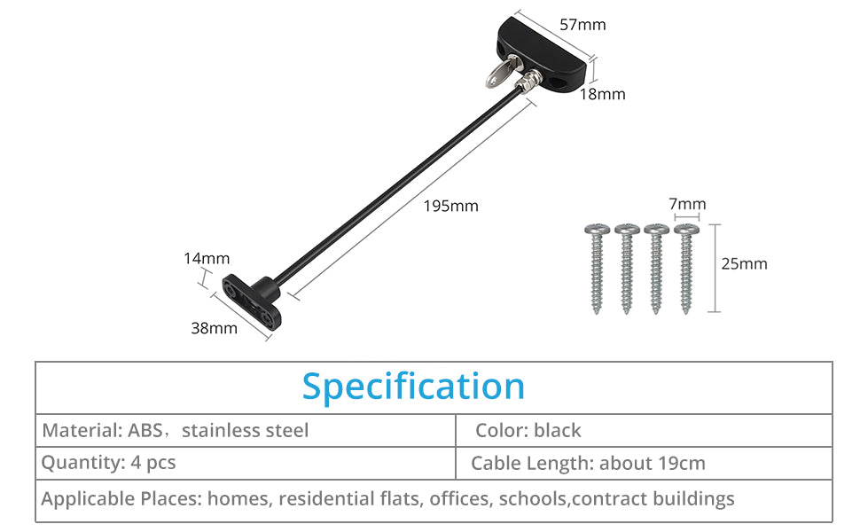 Proster Window Restrictor Locks 4 Packs Security Cable