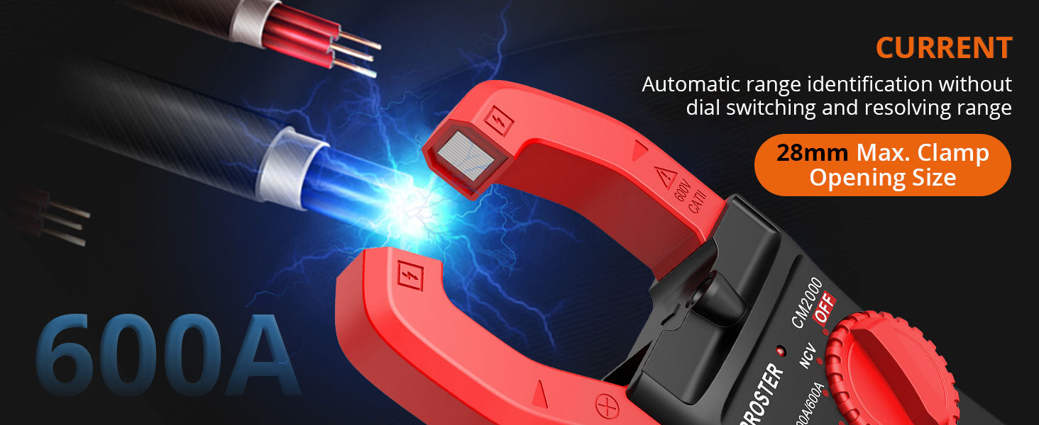 Proster Clamp Meter TRMS 2000Counts 600A AC Current AC/DC Voltage