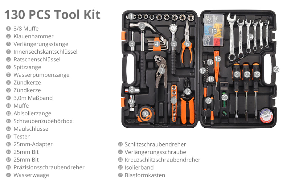 Proster Home Tool Set 130 PCS Household Hand Tool Kit