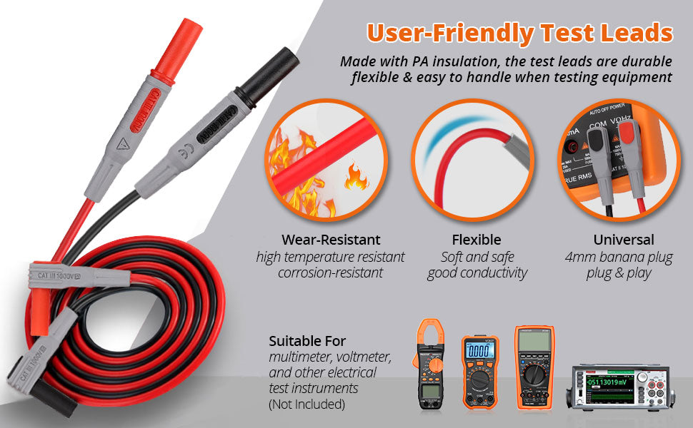 Proster Multimeter Test Leads Set with Alligator Clips Test Hook Test Probes Lead Professional Electrical Test Leads with Storage Pouch
