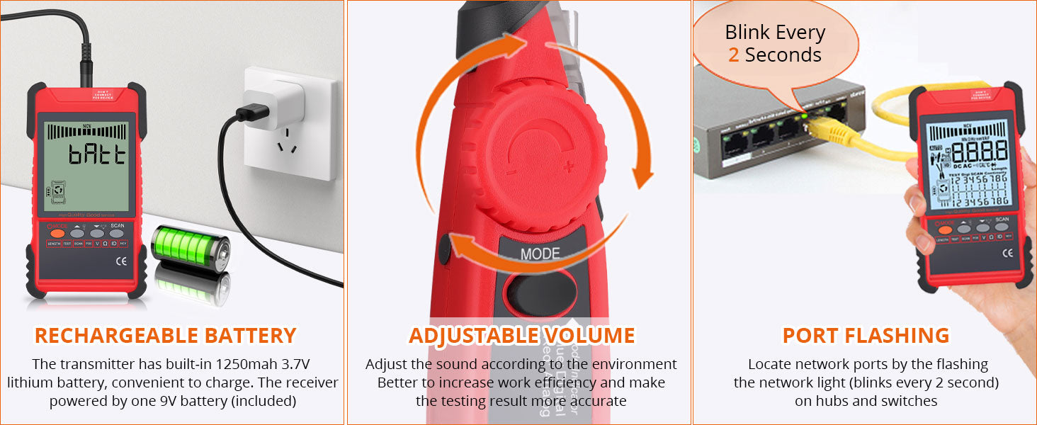 Proster Network Cable Tester PoE Cable Tester & NCV for CAT5 CAT6 CAT7 CAT8