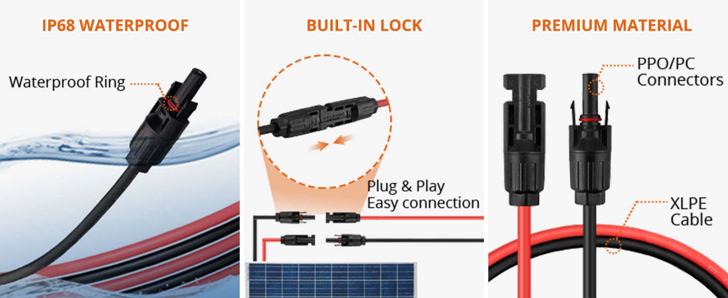 Proster Solar Panel Extension Cable 10m/32ft 10AWG (10m/32ft Red + 10m/32ft Black)