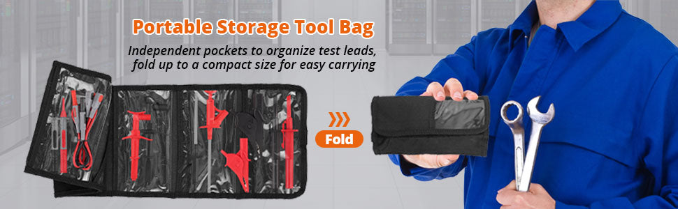 Proster Multimeter Test Leads Set with Alligator Clips Test Hook Test Probes Lead Professional Electrical Test Leads with Storage Pouch