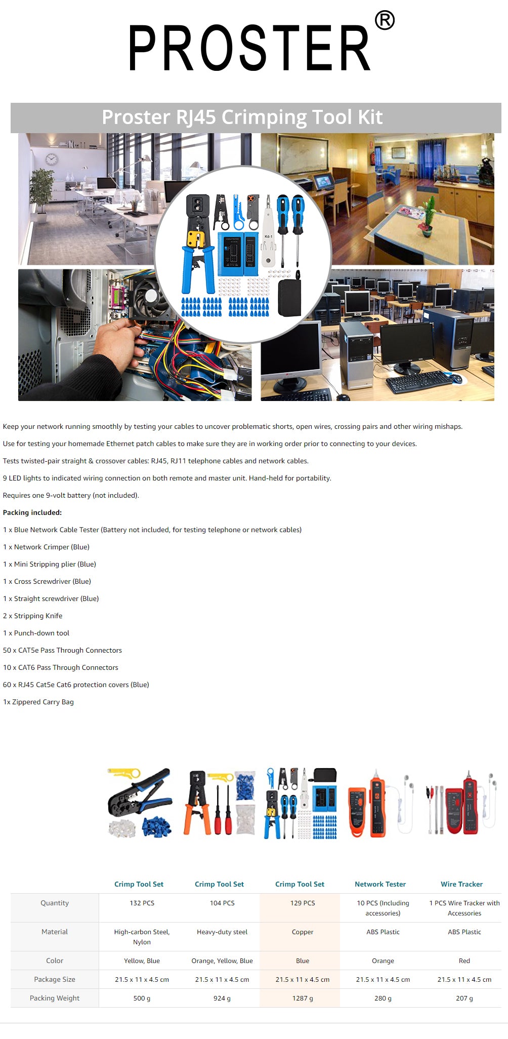 Proster RJ45 Crimping Tool Kit (Blue)