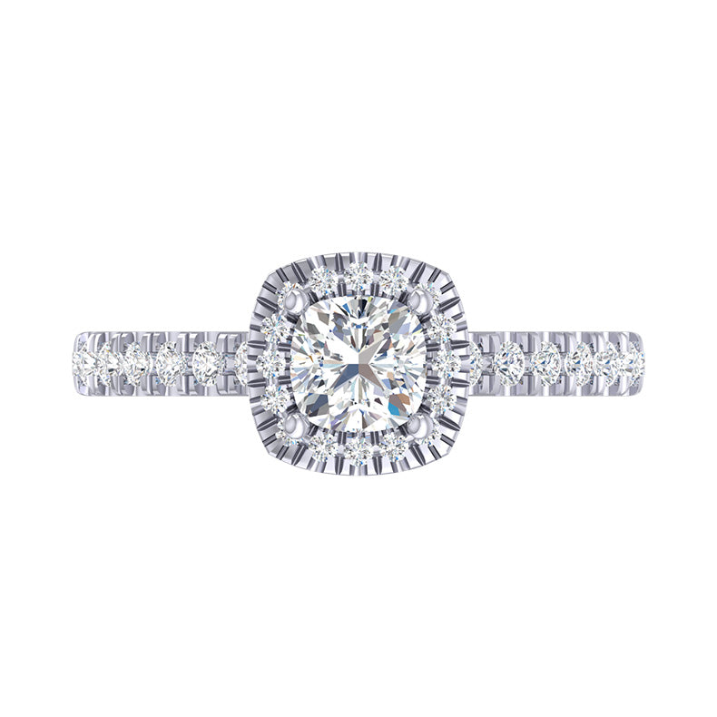 Halo Cushion Cut Diamond Ring