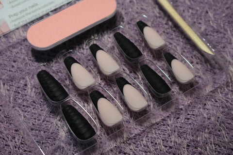 Black & Light Pink Press-on Nails