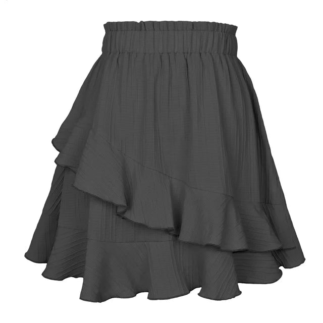 2022 Summer Ruffle Skirt For Women High Waist Irregular Solid Color Short Prairie Chic Casual Sweet Female Fashion A Line Skirts