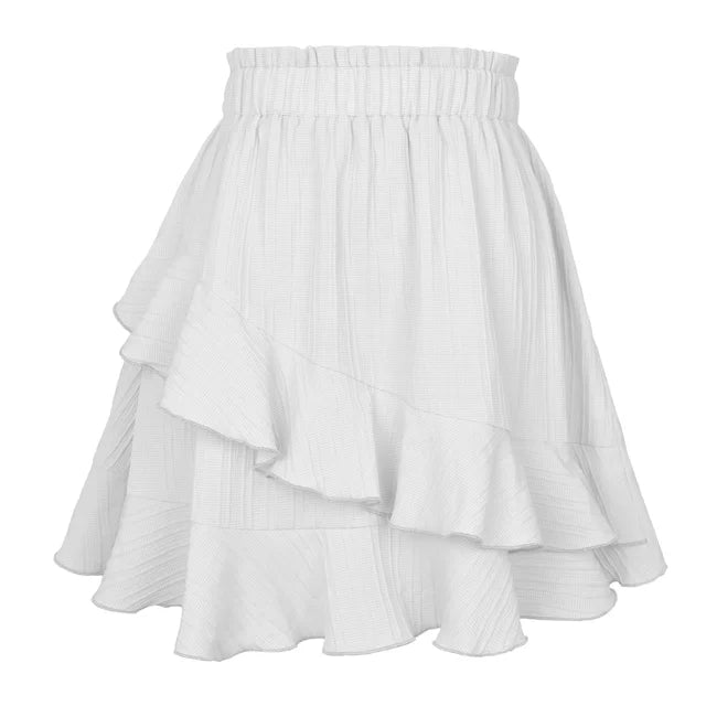 2022 Summer Ruffle Skirt For Women High Waist Irregular Solid Color Short Prairie Chic Casual Sweet Female Fashion A Line Skirts