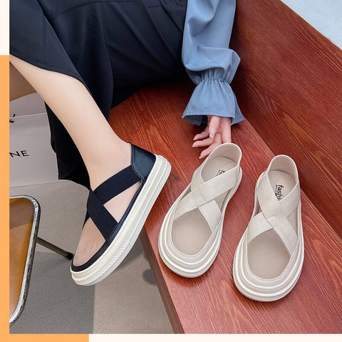 Elasticity Casual Gauze Loafer Sandals