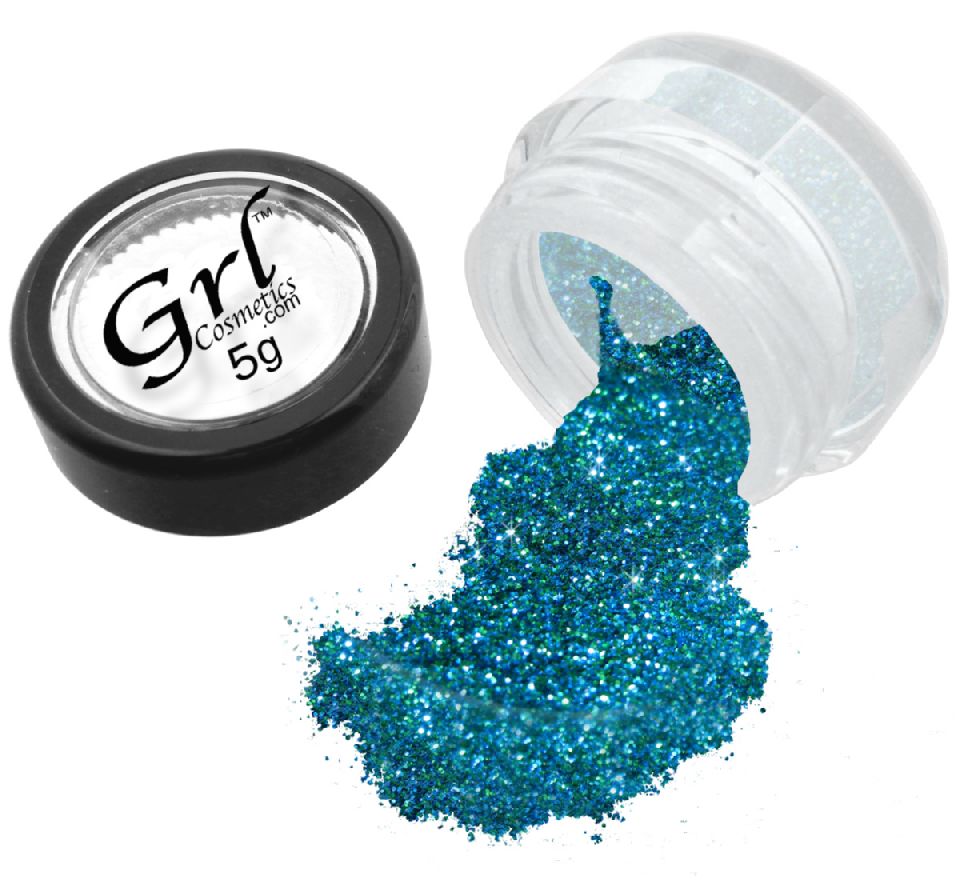 Bright Teal Glitter Eyeshadow GL82 Peacock, 5 Gram Jar