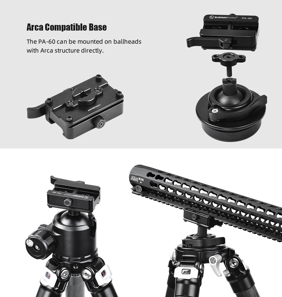 Rrs R Lock Adapter PA-60 Picatinny Rail Adapter Arca-Swiss Mount for Tripod ,Arca/RRS Com