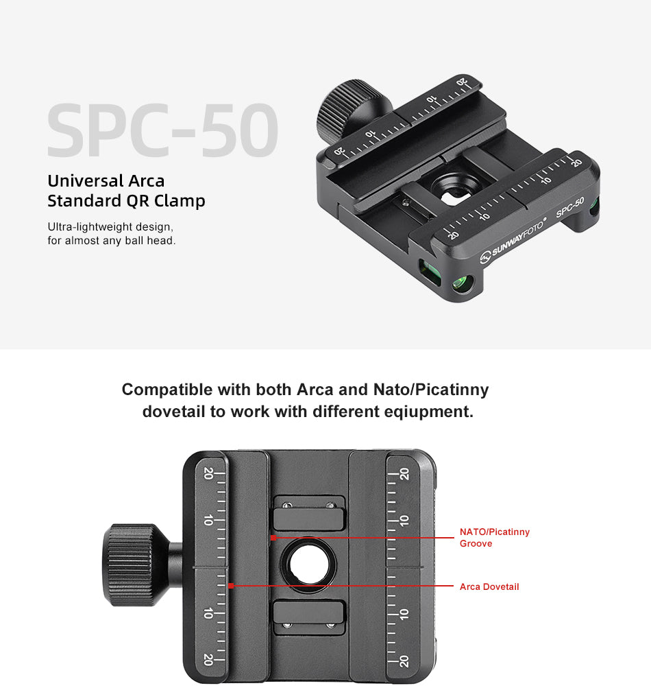 Arca-Swiss SUNWAYFOTO DPG-50UR 56mm Quick Release QR Camera Plate for Arca Swiss & RRS 6952512508380 