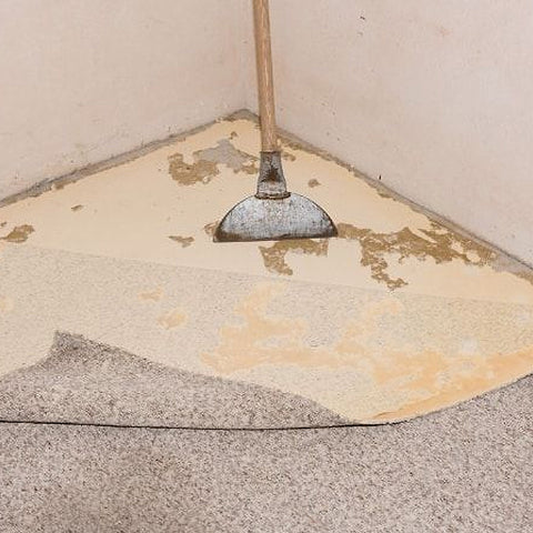 The carpet with glue is being cleaned.