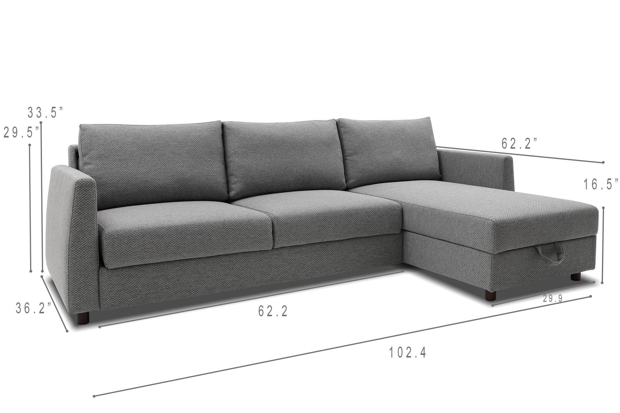 Bergen Reversible Sectional Sofa Bed With Storage