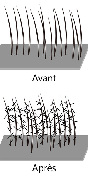 Photos de comparaison avant et apres l_utilisation des Hair Building Fibers Lemooree