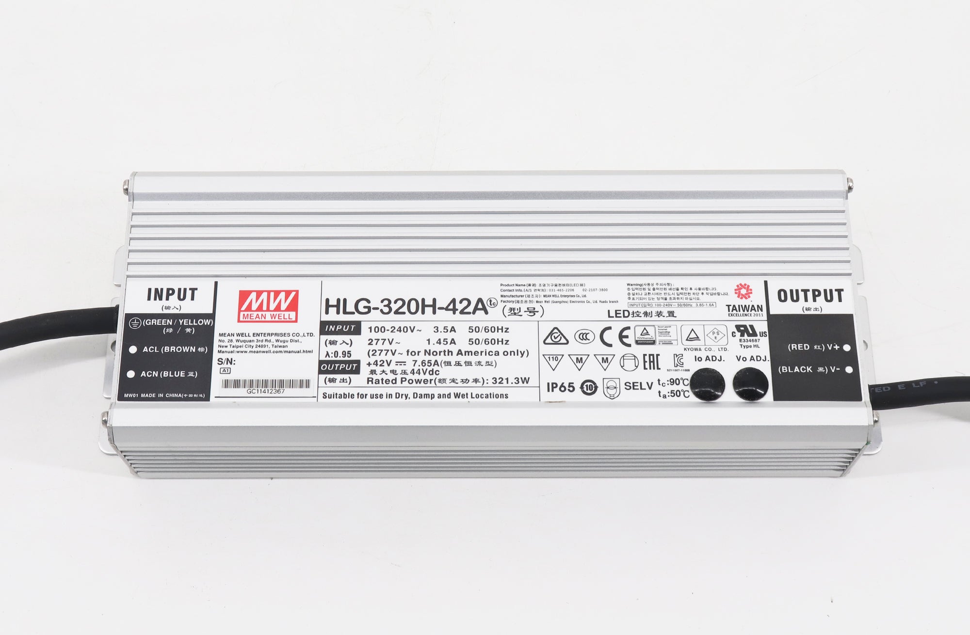 Mean Well HLG-320H-42A 320W Constant Voltage+Constant Current LED Driver