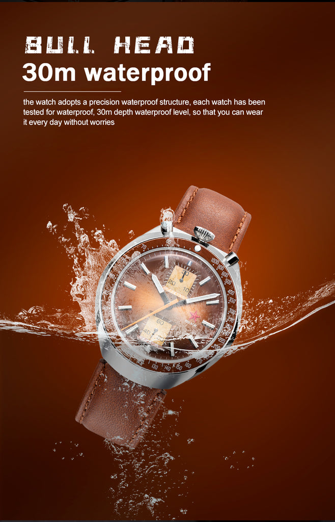 Red Star Bullhead Mechanical Chronograph with Blue Dial