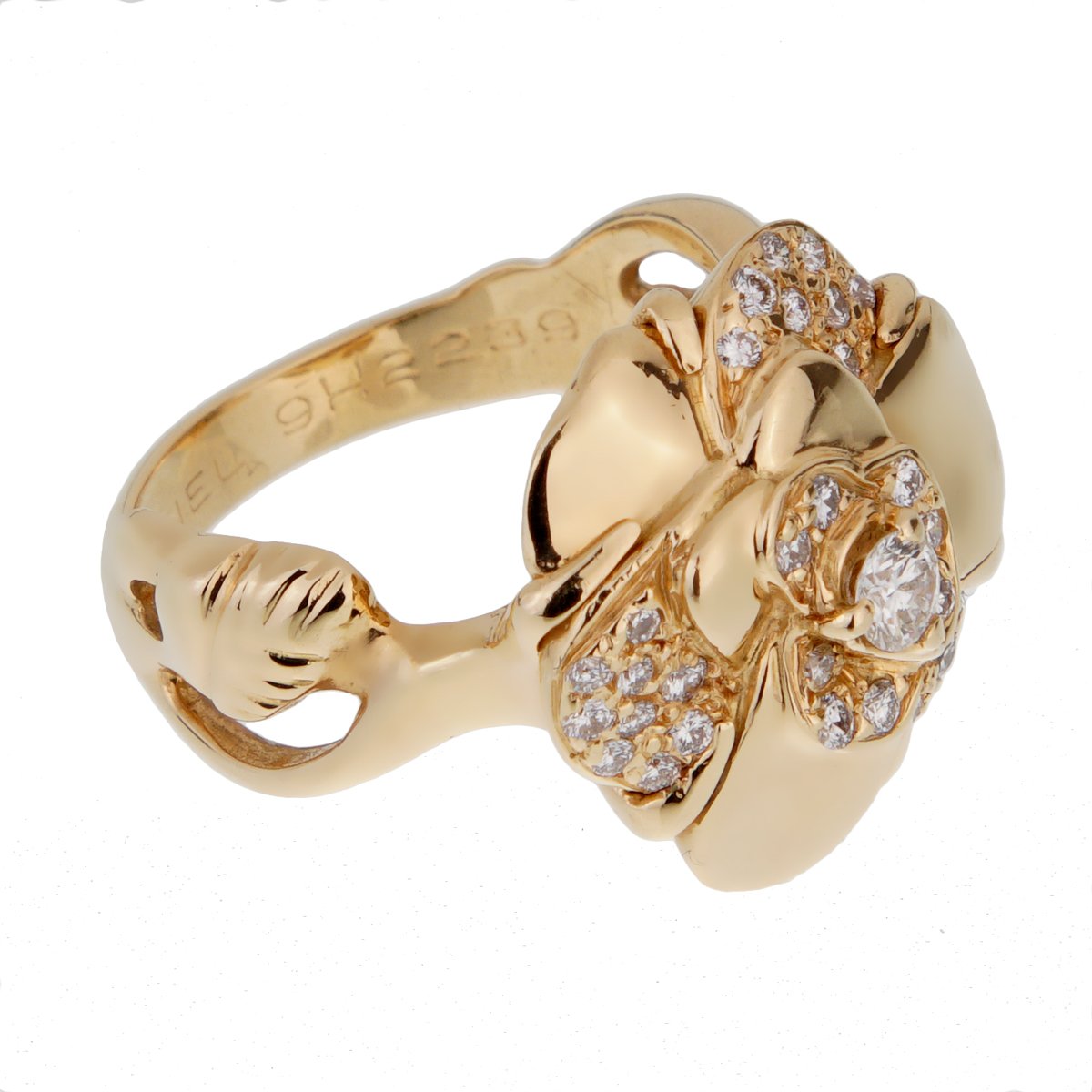 Chanel Camellia Yellow Gold Diamond Ring